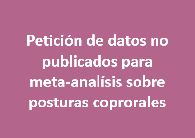 Petición de datos no publicados para meta-analísis sobre posturas coprorales